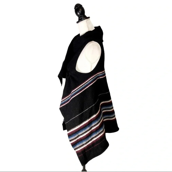 JOIE Wool Ligiere Southwestern Striped Blanket Wrap Asymmetrical Vest - Picture 6 of 12
